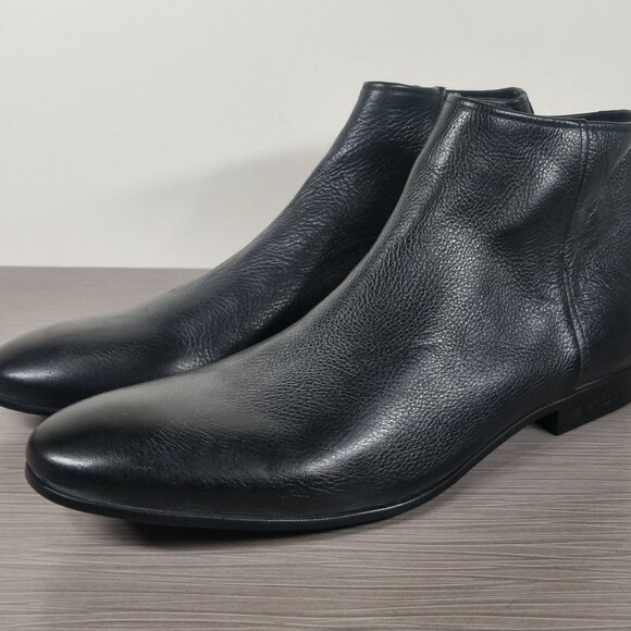 Kenneth Cole New York Mix Leather Zip Ankle Boots, Black, Mens Size 12 US / 46 - Picture 3 of 12